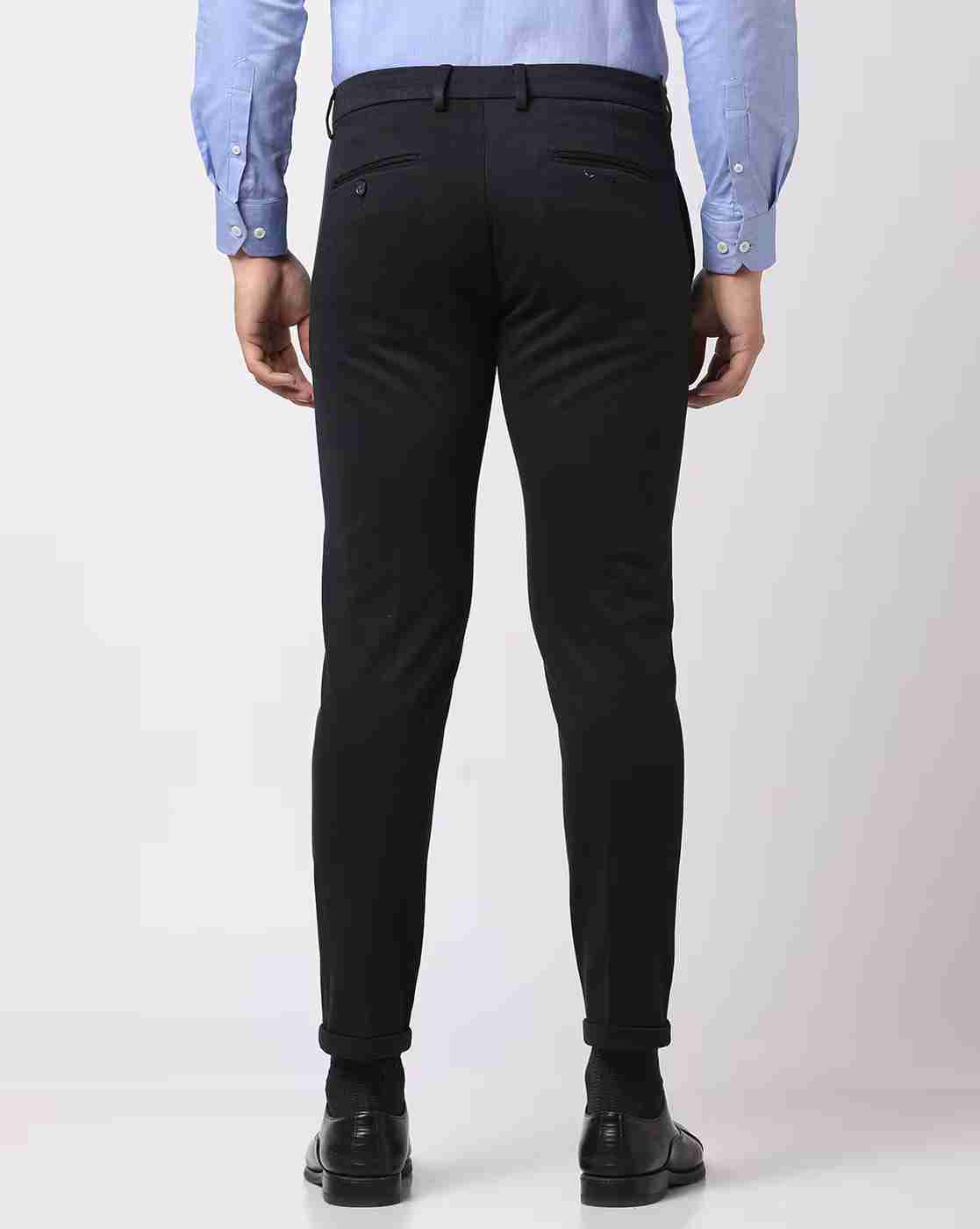 NETPLAY | Ankle Length Slim Fit Flat-Front Trousers|2