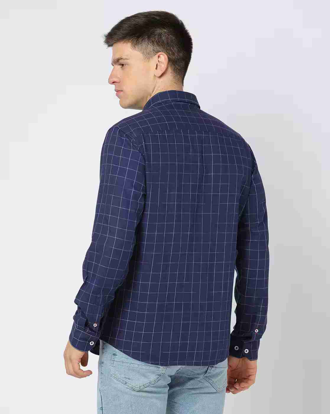 NETPLAY | Men Checked Slim Fit Shirt with Patch Pocket|2