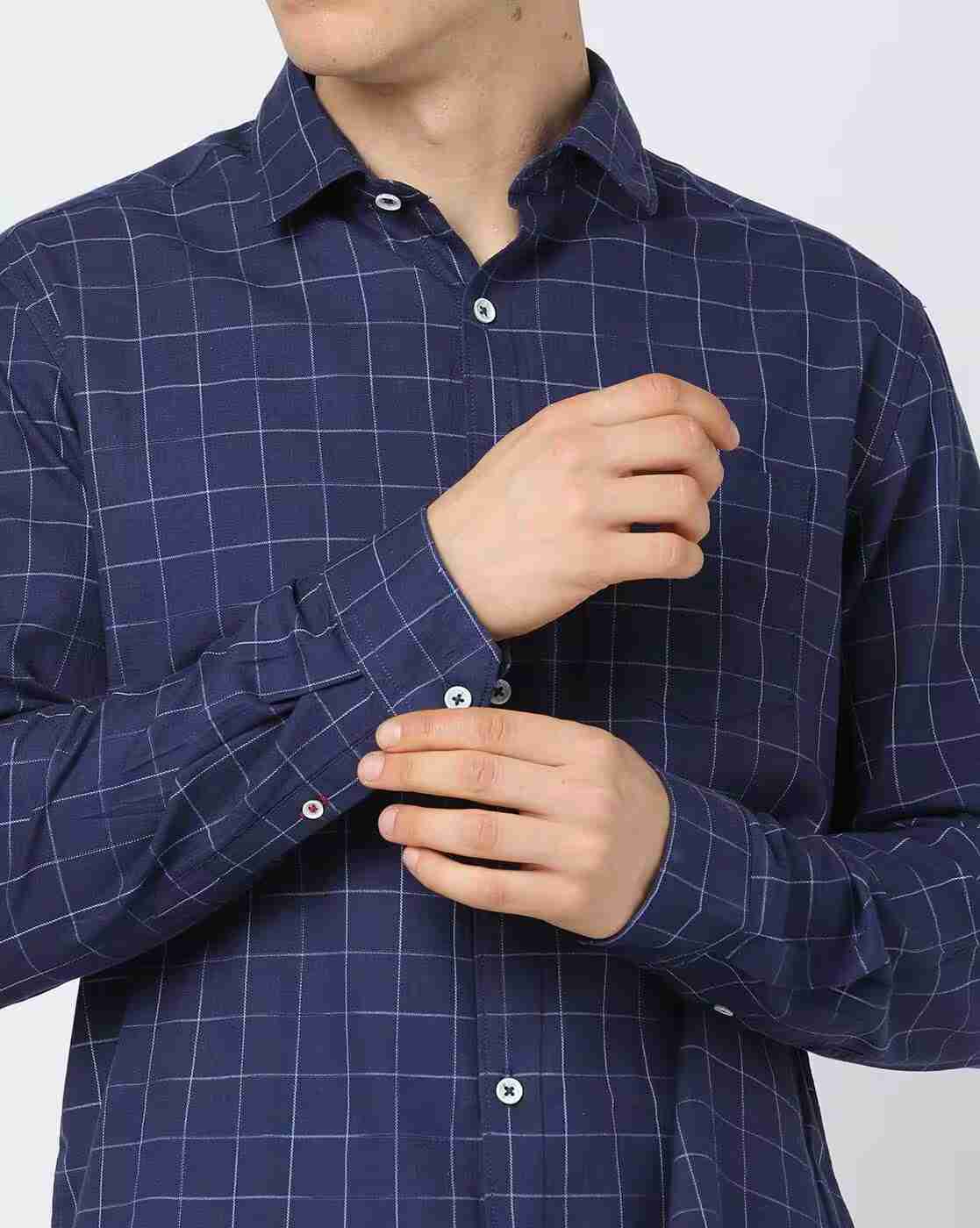 NETPLAY | Men Checked Slim Fit Shirt with Patch Pocket|3