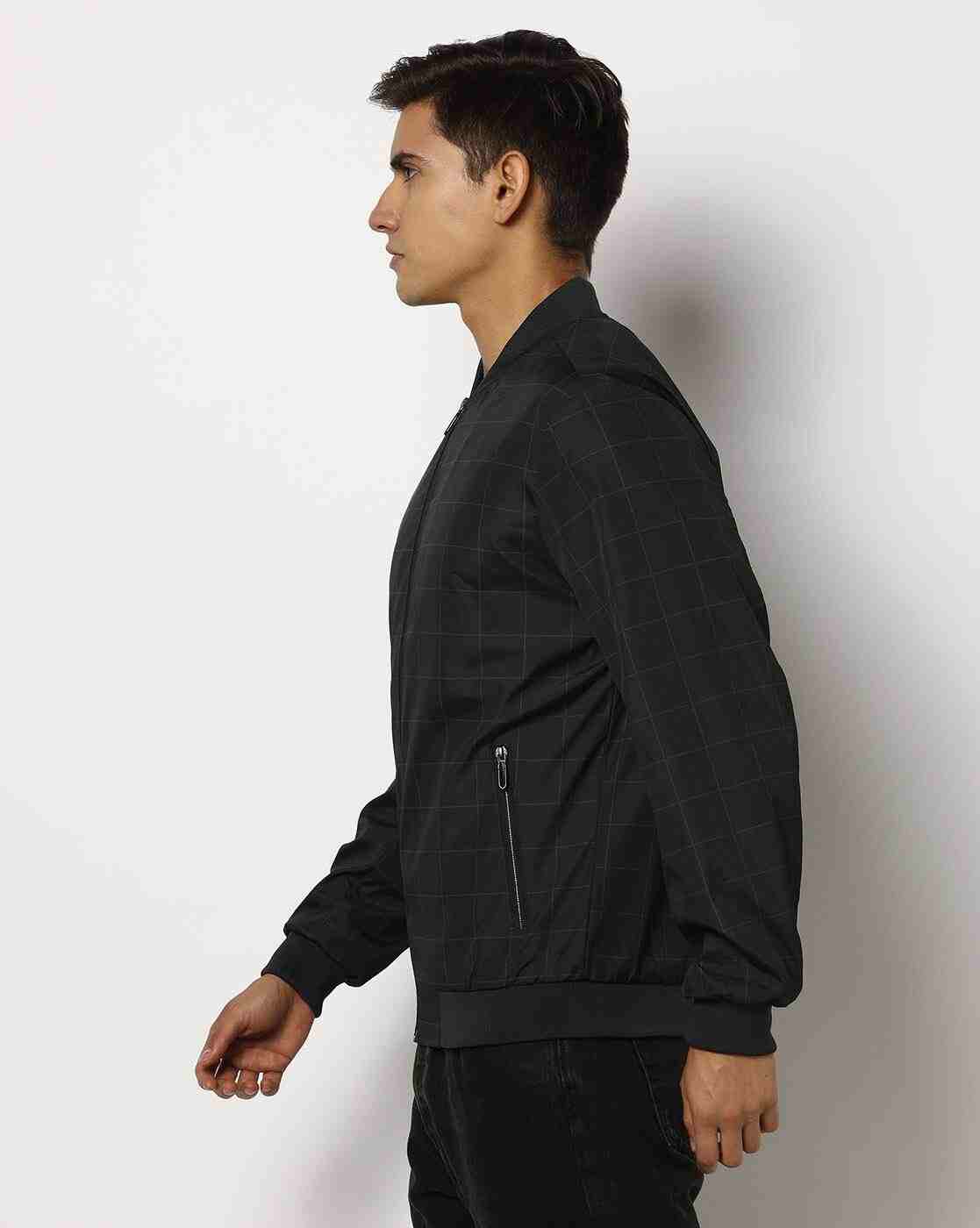 NETPLAY | Men Checked Regular Fit Bomber Jacket|1