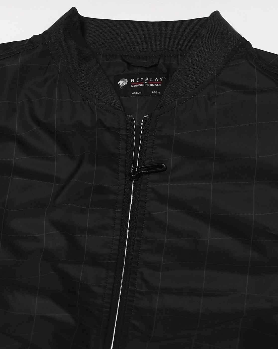 NETPLAY | Men Checked Regular Fit Bomber Jacket|4