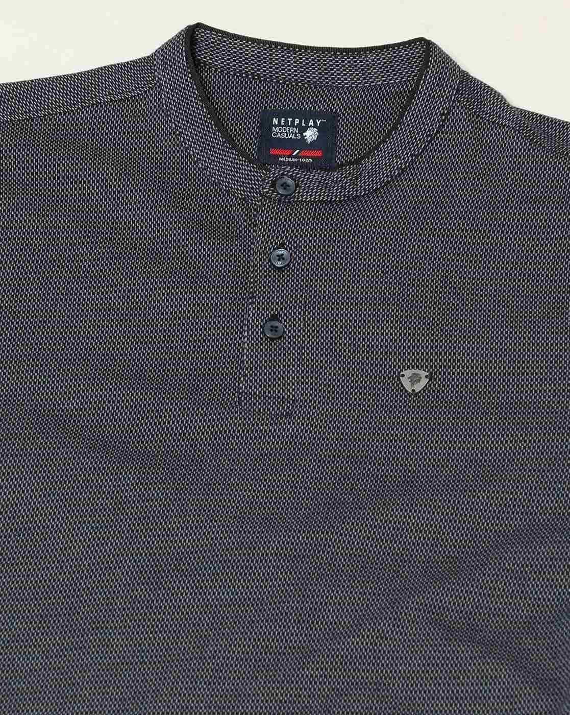 NETPLAY | Regular Fit Heathered Cotton Polo T-Shirt|4