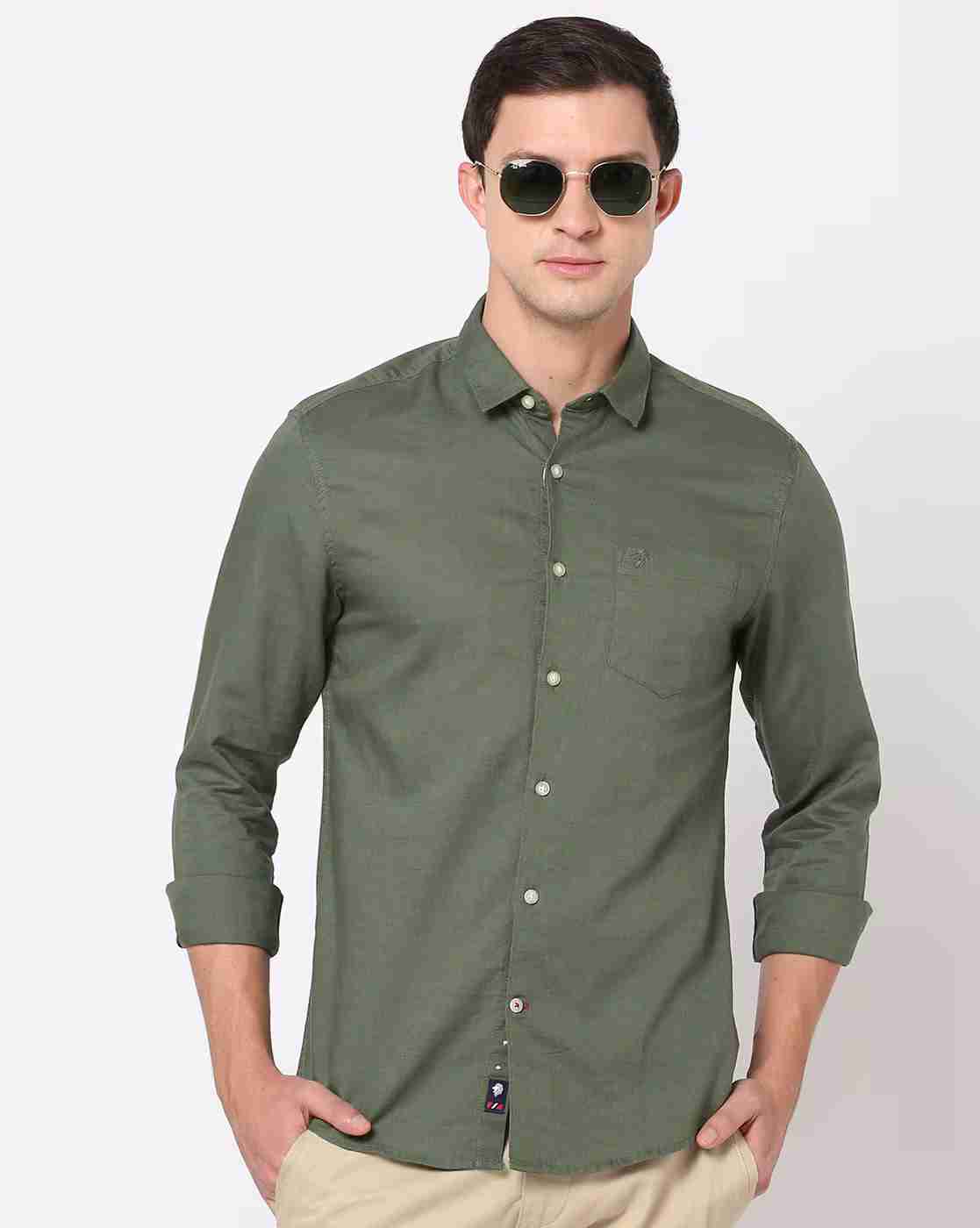 Slim Fit Shirt with Spread Collar