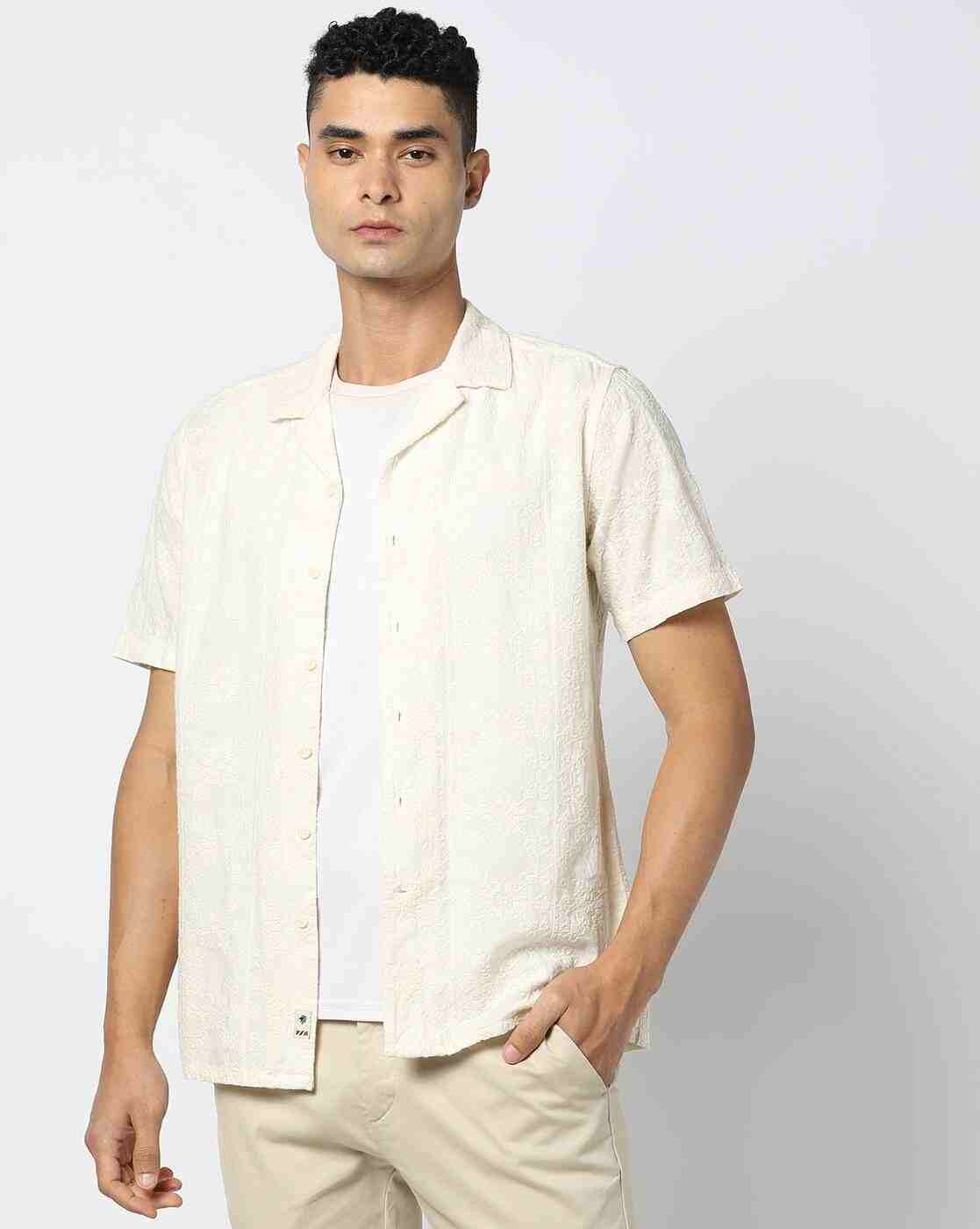 NETPLAY | Men Chikankari Embroidered Slim Fit Cotton Shirt|0