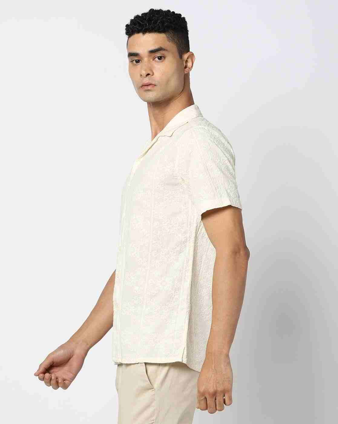 NETPLAY | Men Chikankari Embroidered Slim Fit Cotton Shirt|1
