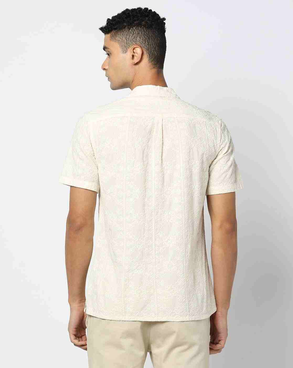 NETPLAY | Men Chikankari Embroidered Slim Fit Cotton Shirt|2