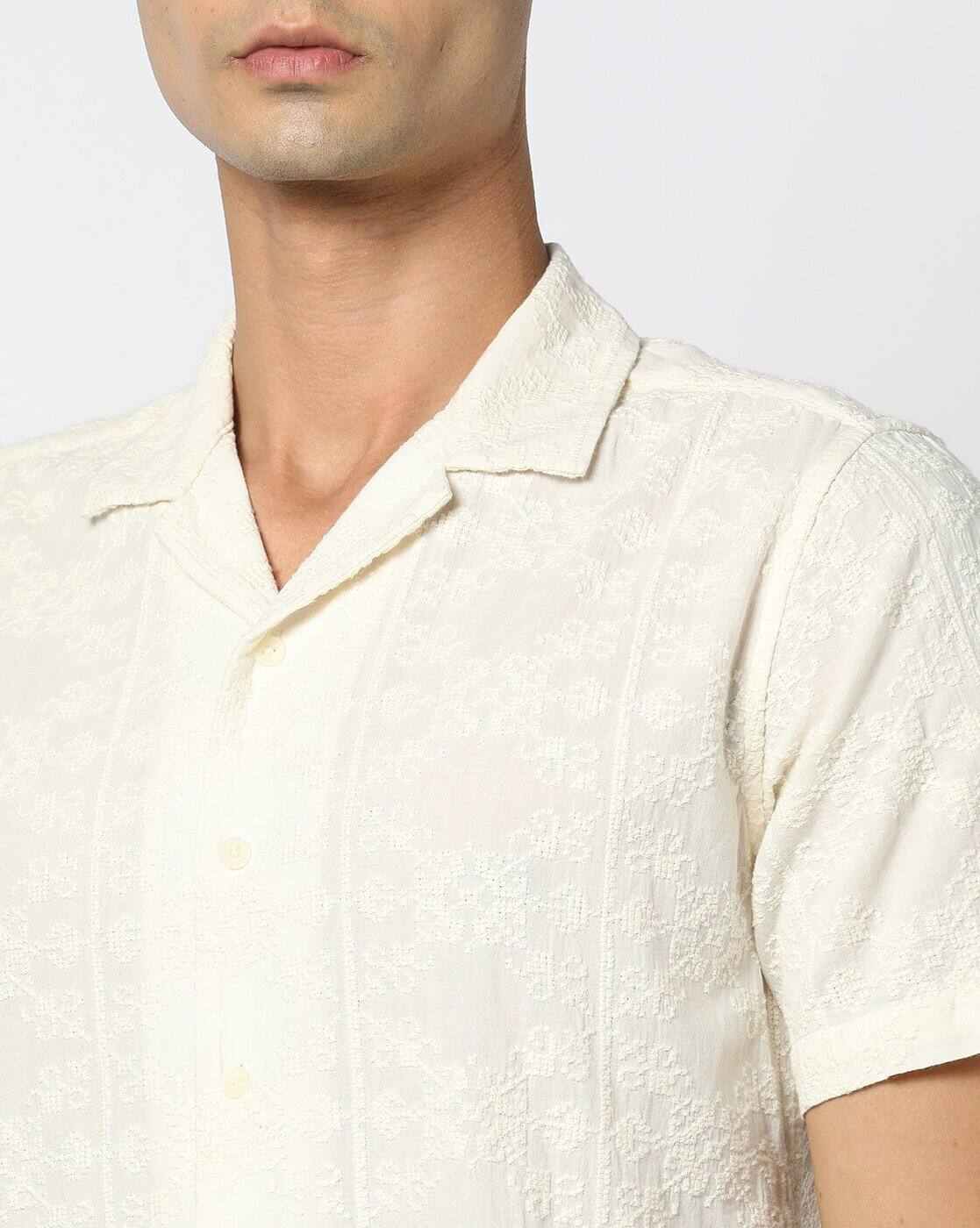 NETPLAY | Men Chikankari Embroidered Slim Fit Cotton Shirt|3