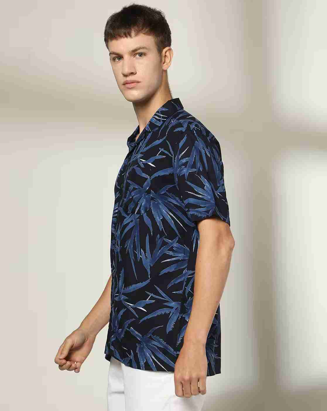 NETPLAY | Men Leaf Print Regular Fit Shirt|1