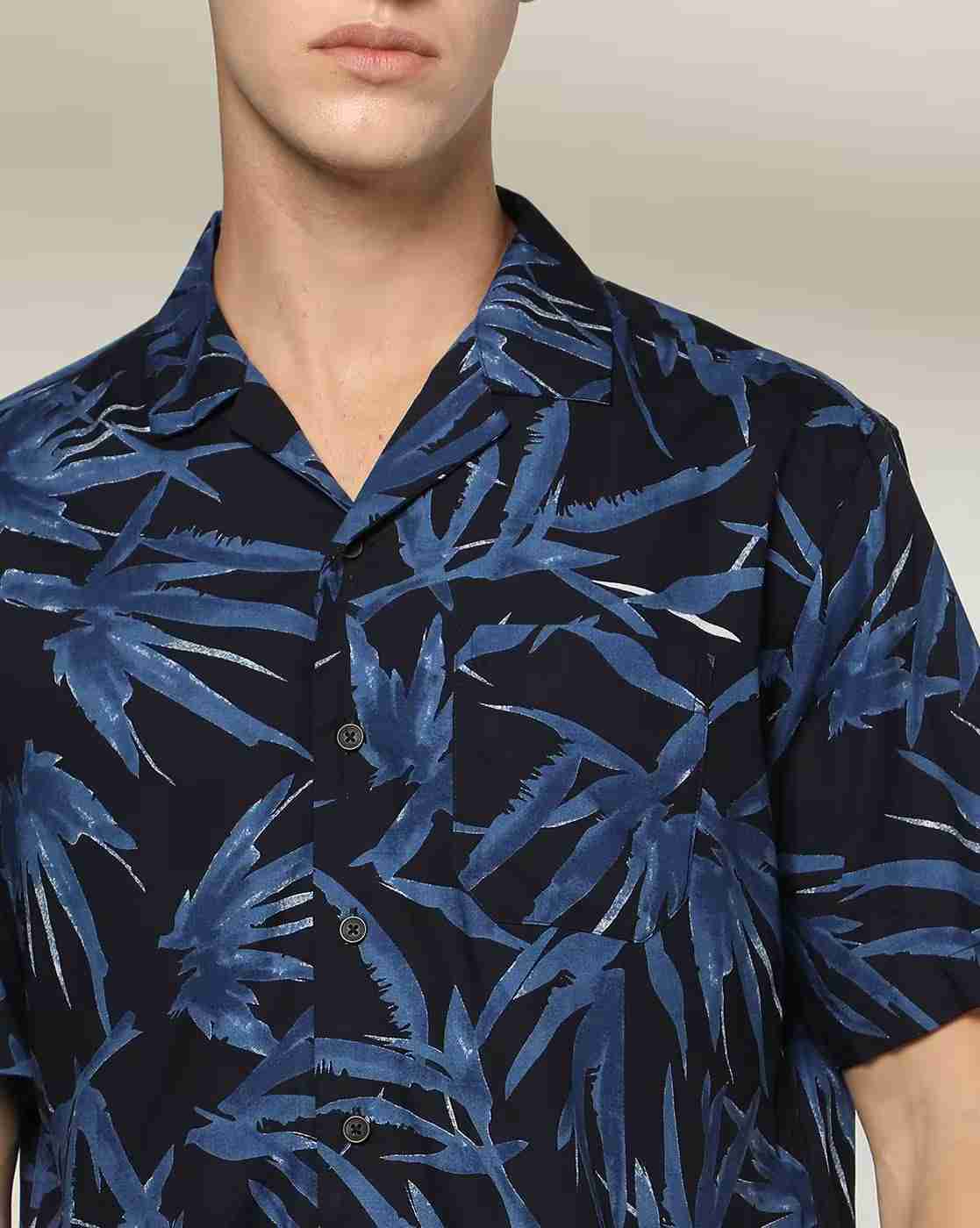 NETPLAY | Men Leaf Print Regular Fit Shirt|3