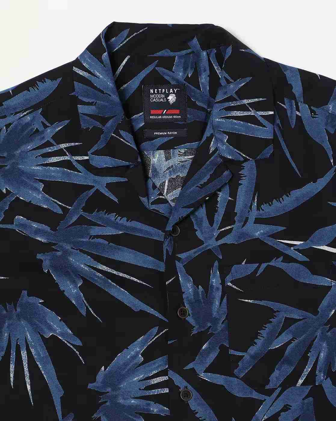 NETPLAY | Men Leaf Print Regular Fit Shirt|4
