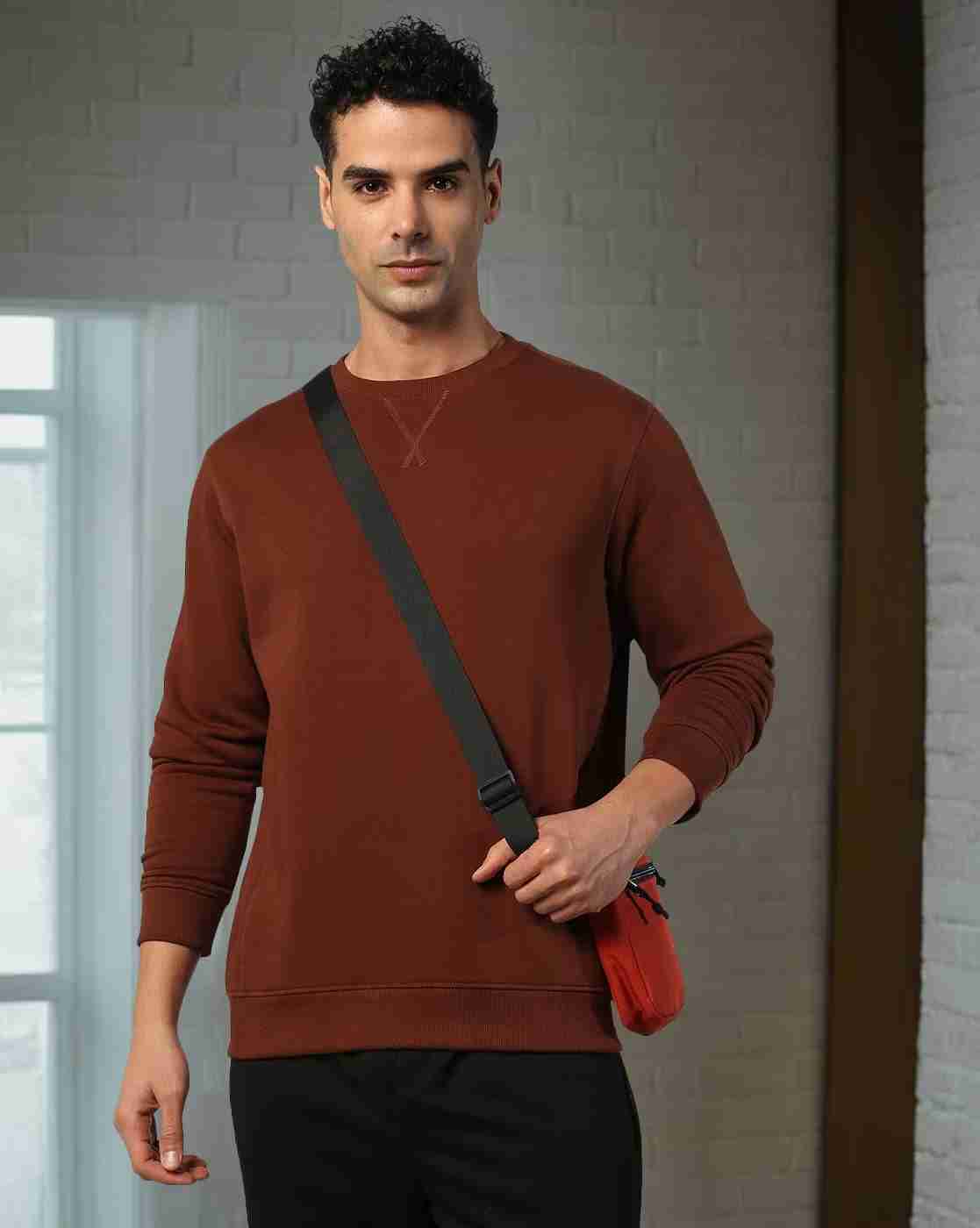 Men Regular Fit Sweatshirt with Ribbed Hem