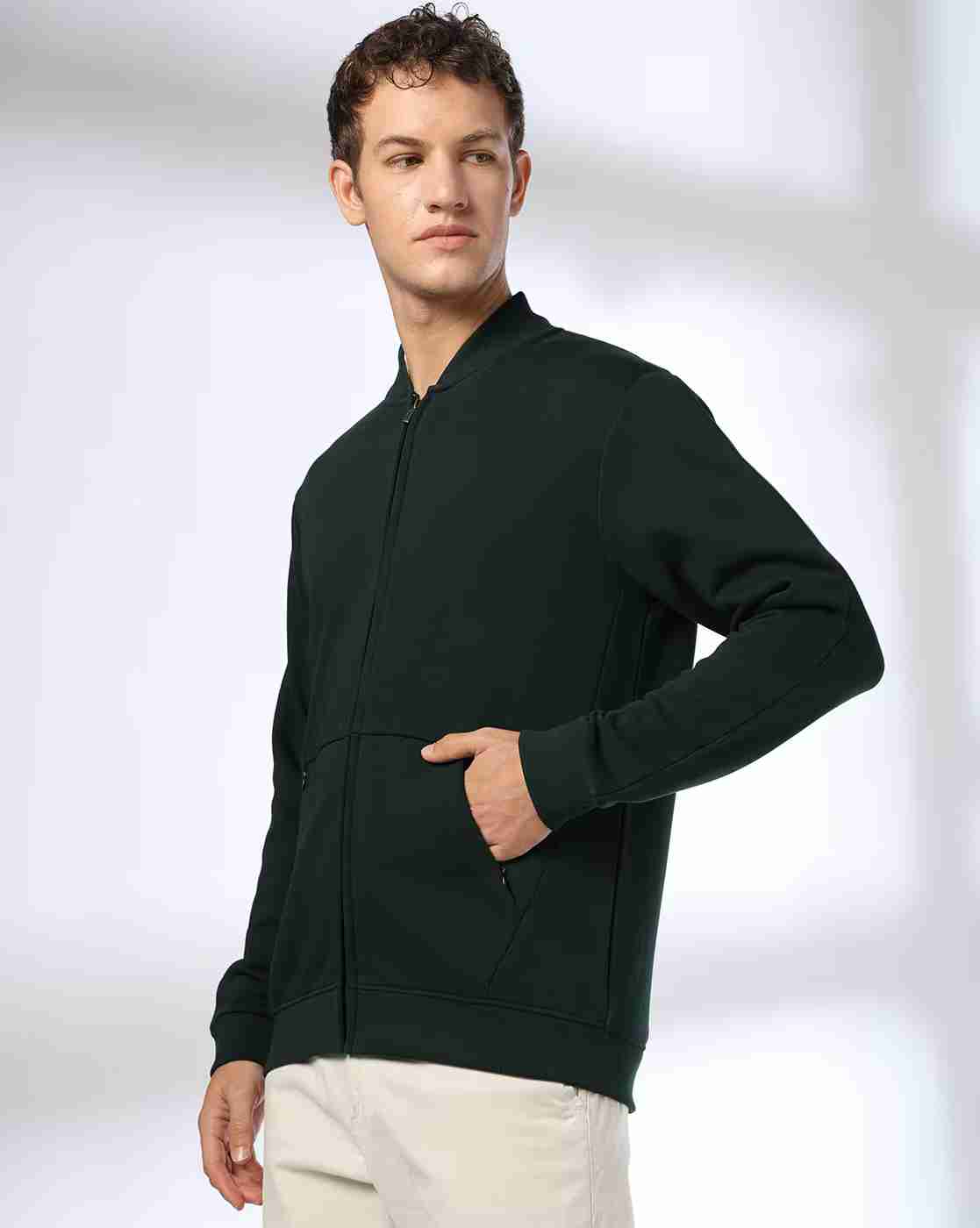 Men Zip-Front Regular Fit Sweatshirt