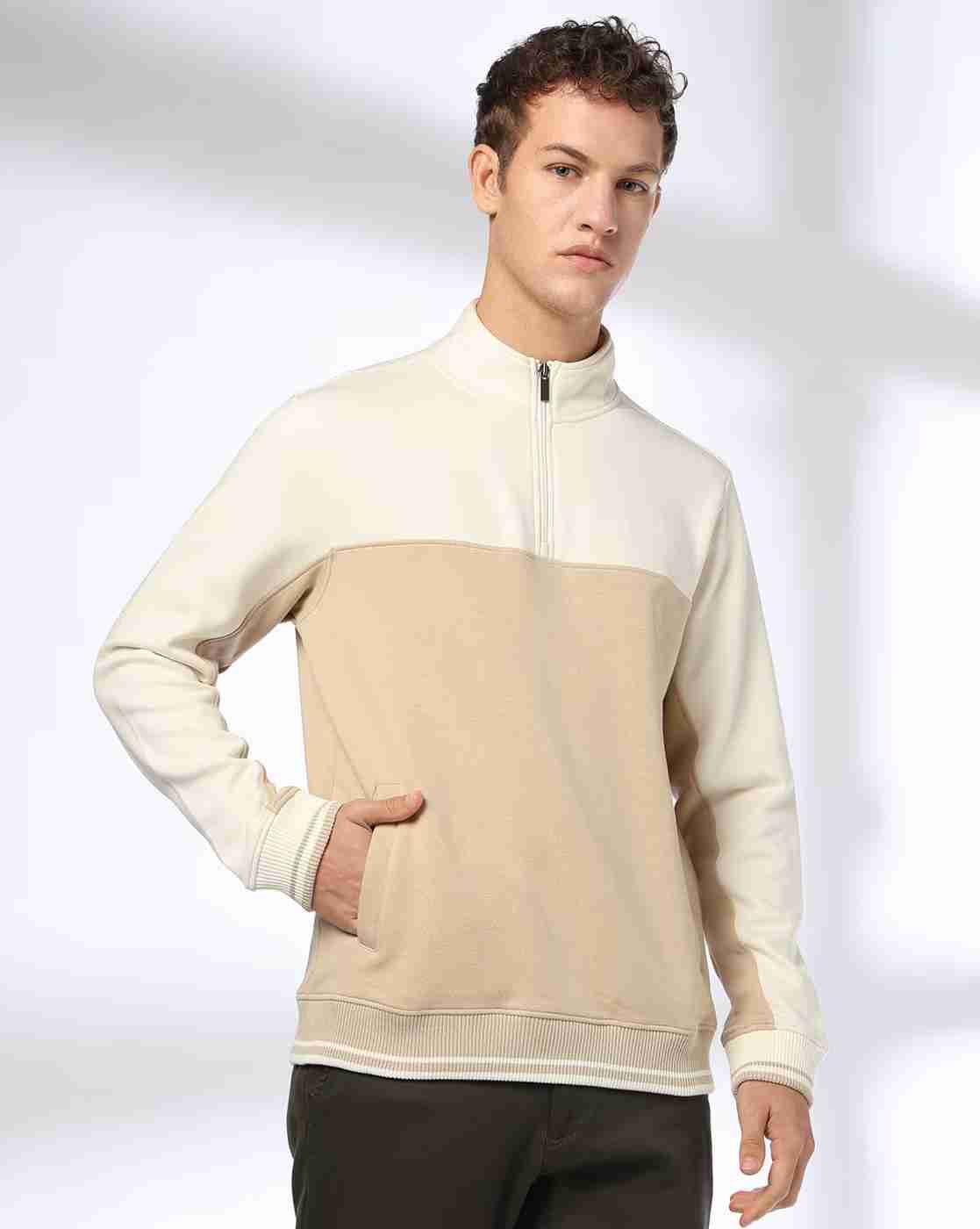 Men Colourblock Zip-Up Sweatshirt