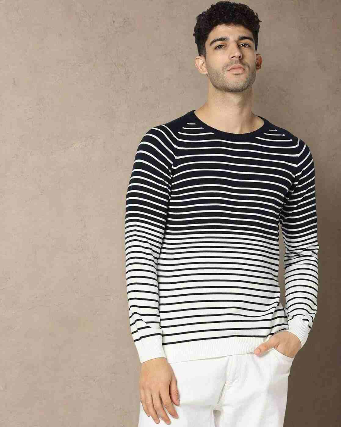 Men Striped Regular Fit Crew-Neck T-Shirt