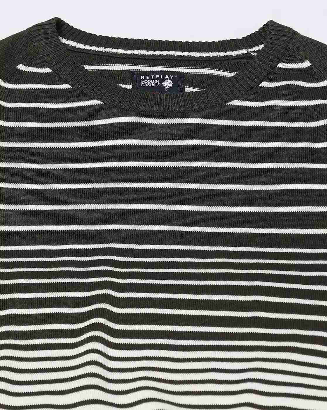 NETPLAY | Men Striped Regular Fit Crew-Neck T-Shirt|5