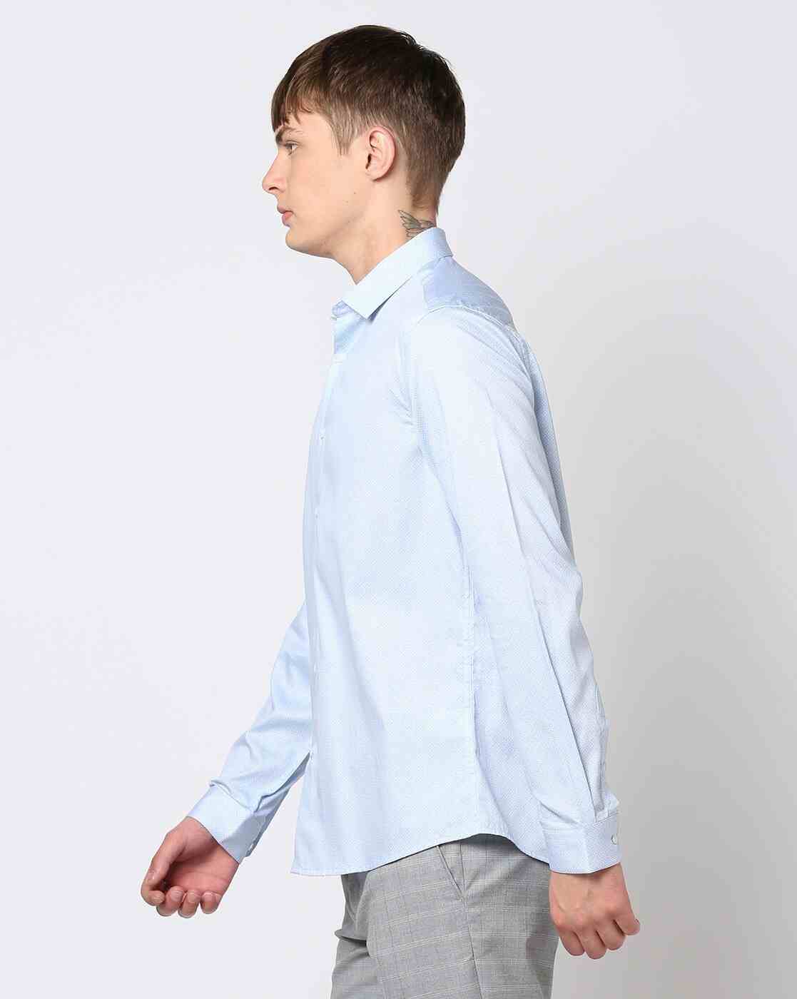 NETPLAY | Men Patterned Regular Fit Cotton Shirt|1