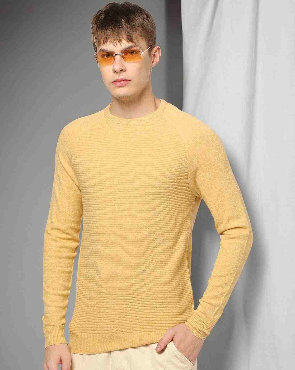 Men Ribbed Regular Fit Crew-Neck T-Shirt