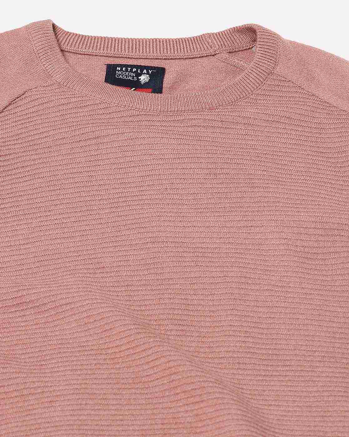 NETPLAY | Men Ribbed Regular Fit Crew-Neck T-Shirt|4