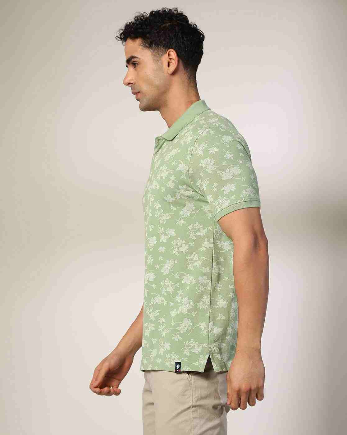 NETPLAY | Men Floral Print Regular Fit Polo T-Shirt|1