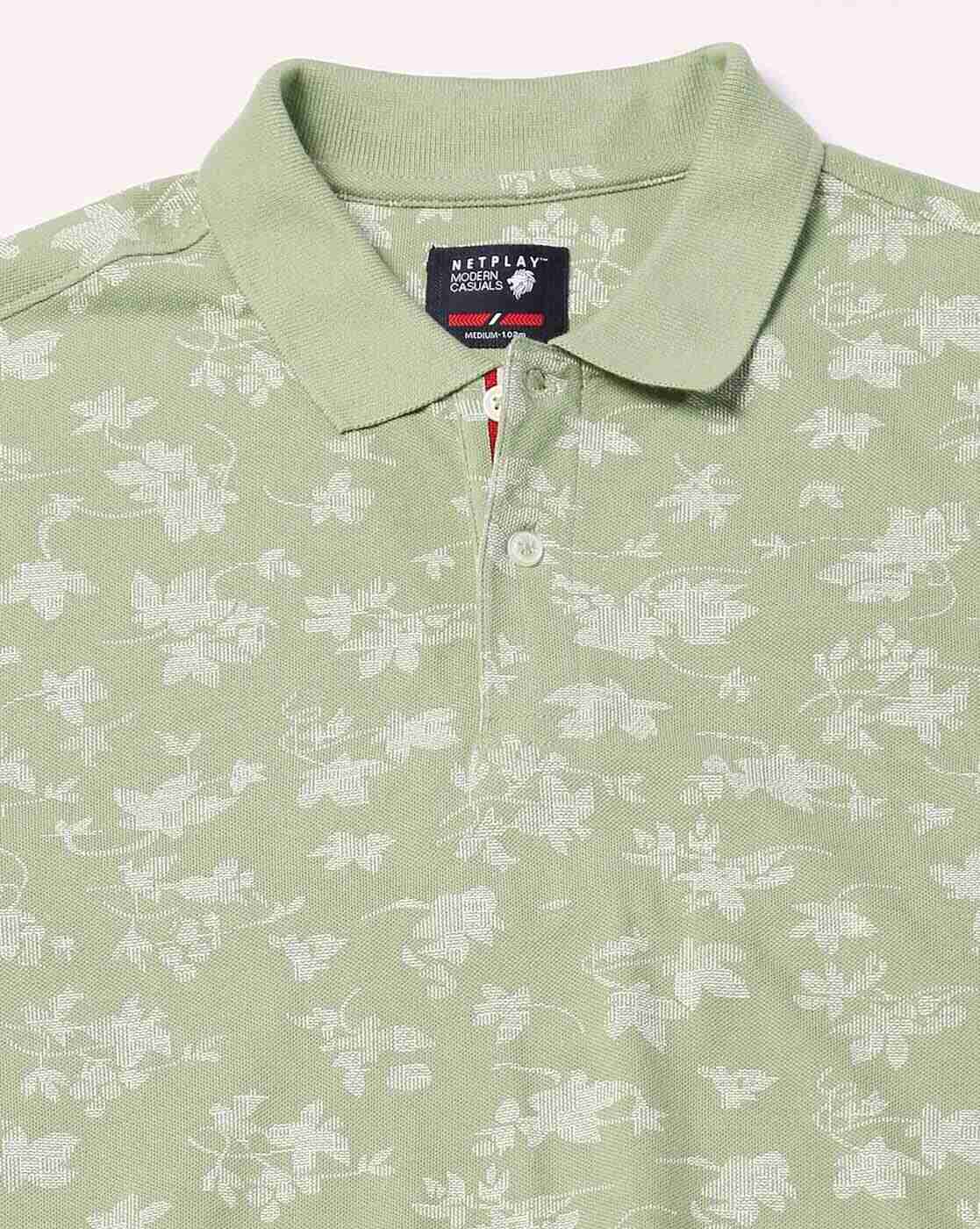 NETPLAY | Men Floral Print Regular Fit Polo T-Shirt|5