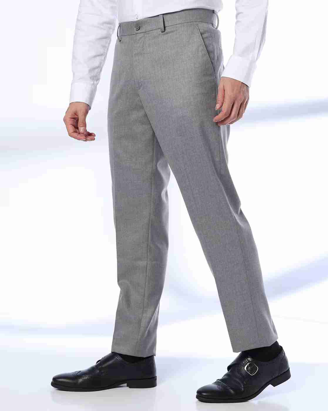 NETPLAY | Men Flat-Front Slim Fit Trousers|1