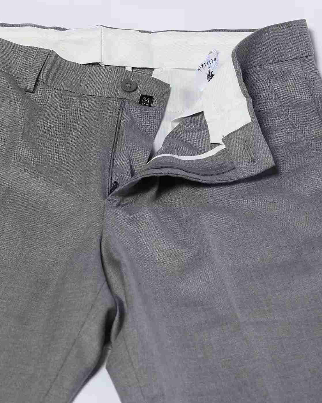 NETPLAY | Men Flat-Front Slim Fit Trousers|4