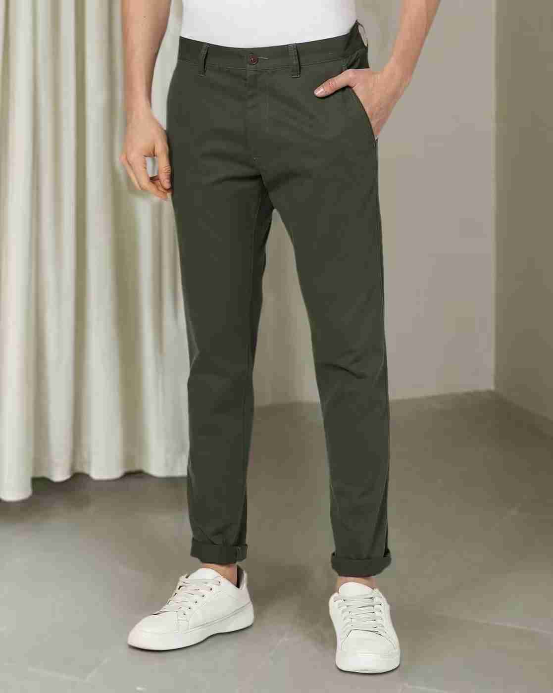 Men Regular Fit Flat-Front Chinos