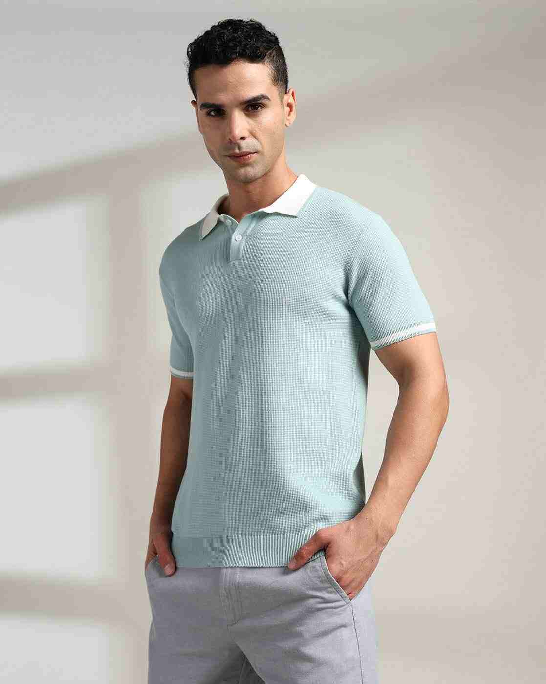 NETPLAY | Men Structured Checked Regular Fit Polo T-Shirt|0