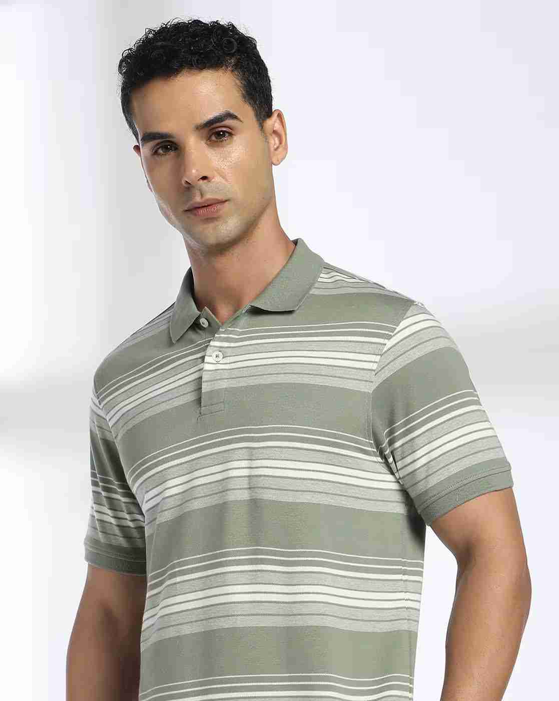 Men Striped Slim Fit Polo T-Shirt