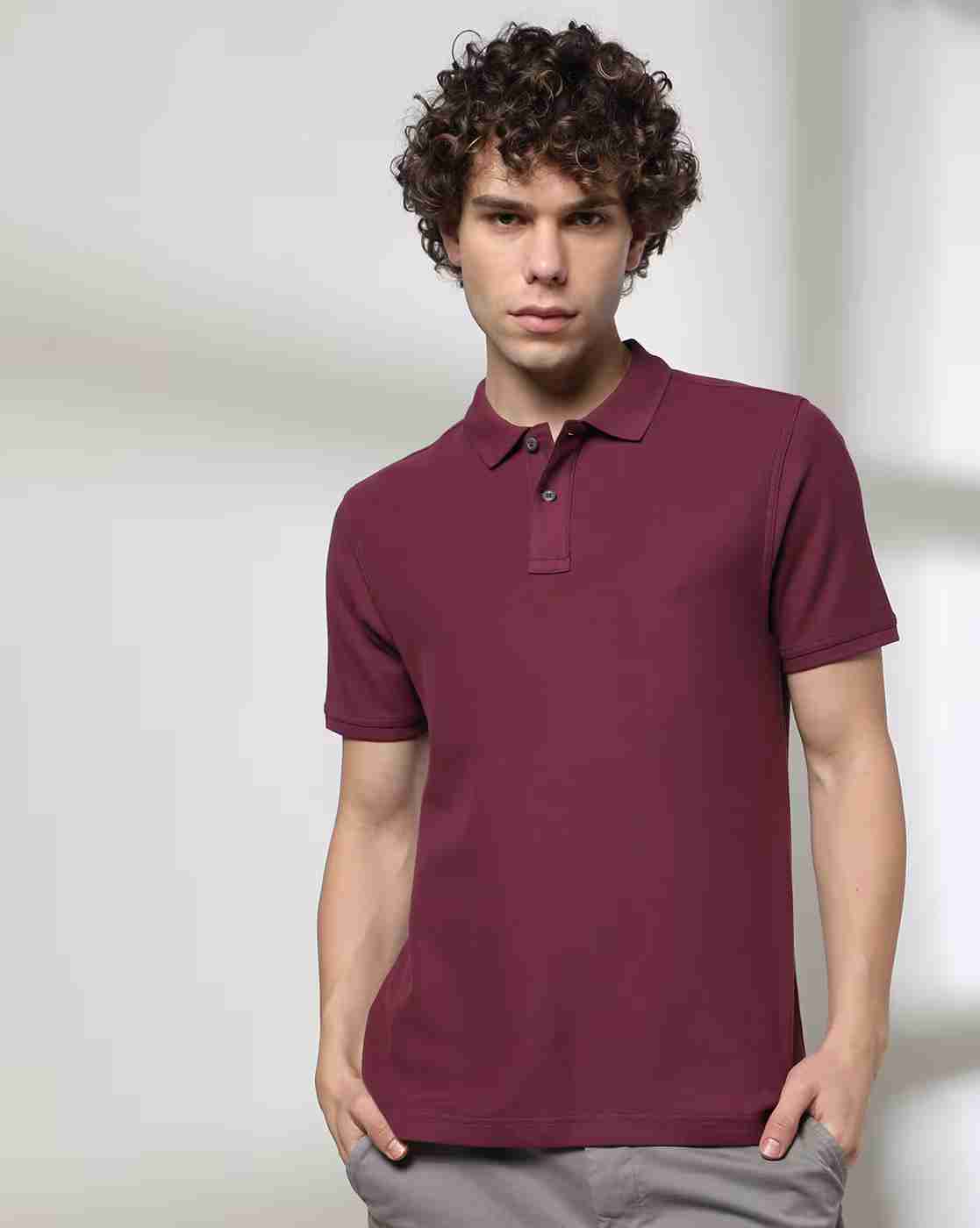 Men Slim Fit Cotton Polo T-Shirt