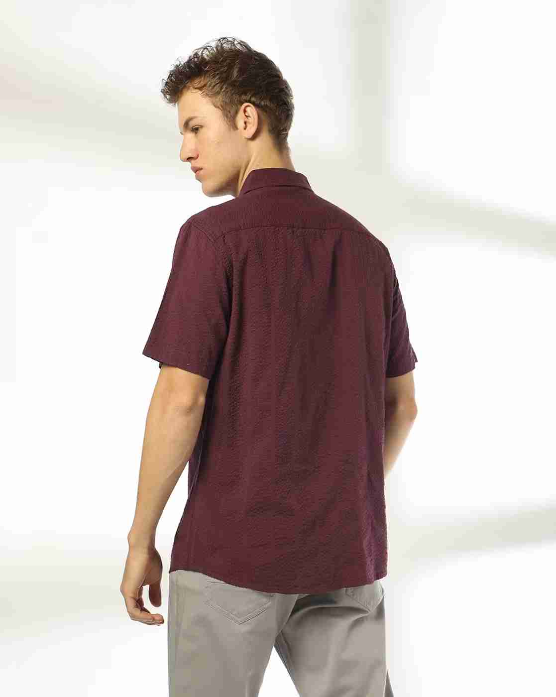NETPLAY | Men Crinkled Smart Fit Shirt with Patch Pocket|2