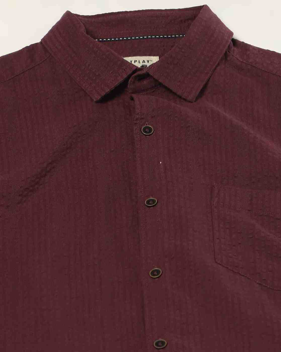 NETPLAY | Men Crinkled Smart Fit Shirt with Patch Pocket|4