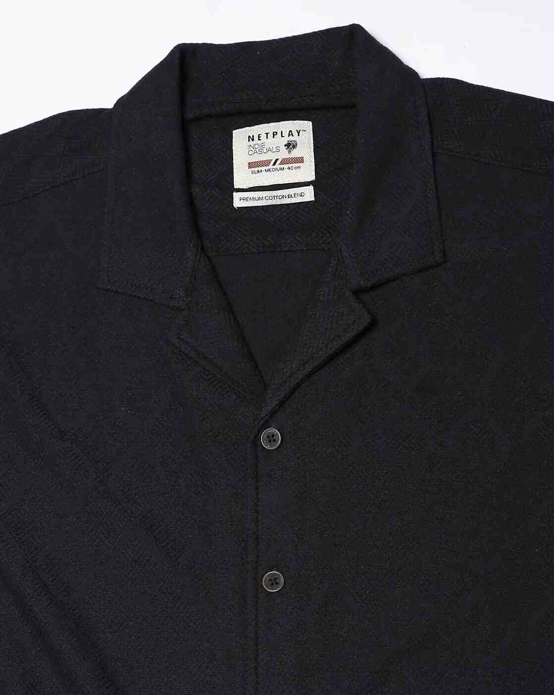 NETPLAY | Men Geometric Knit Slim Fit Shirt|4