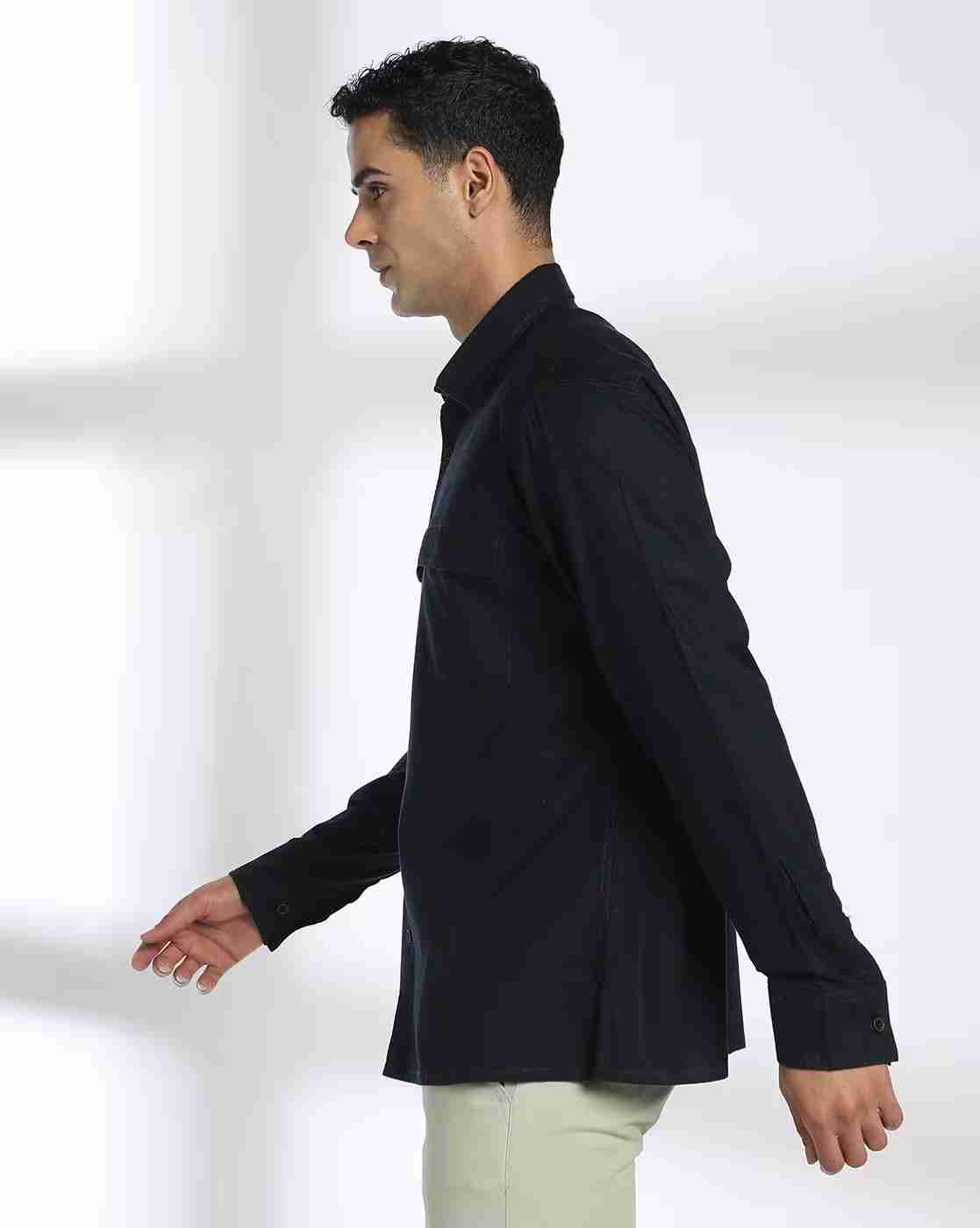 NETPLAY | Men Smart Fit Cotton Shacket with Flap Pockets|1