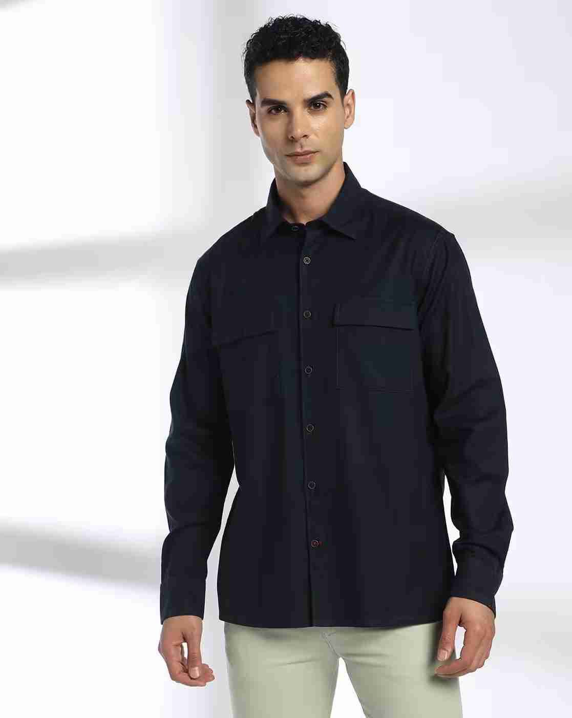 NETPLAY | Men Smart Fit Cotton Shacket with Flap Pockets|3