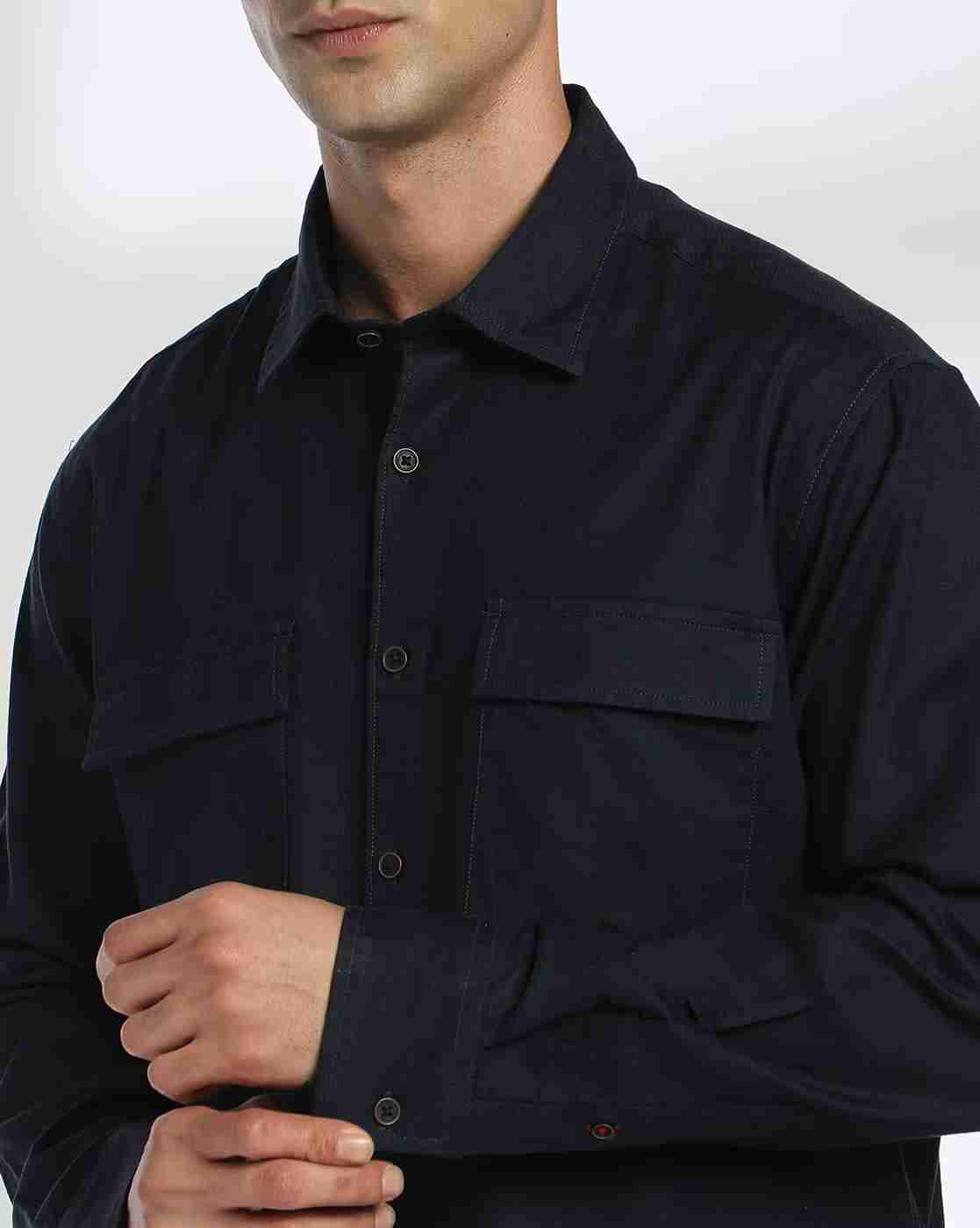 NETPLAY | Men Smart Fit Cotton Shacket with Flap Pockets|4