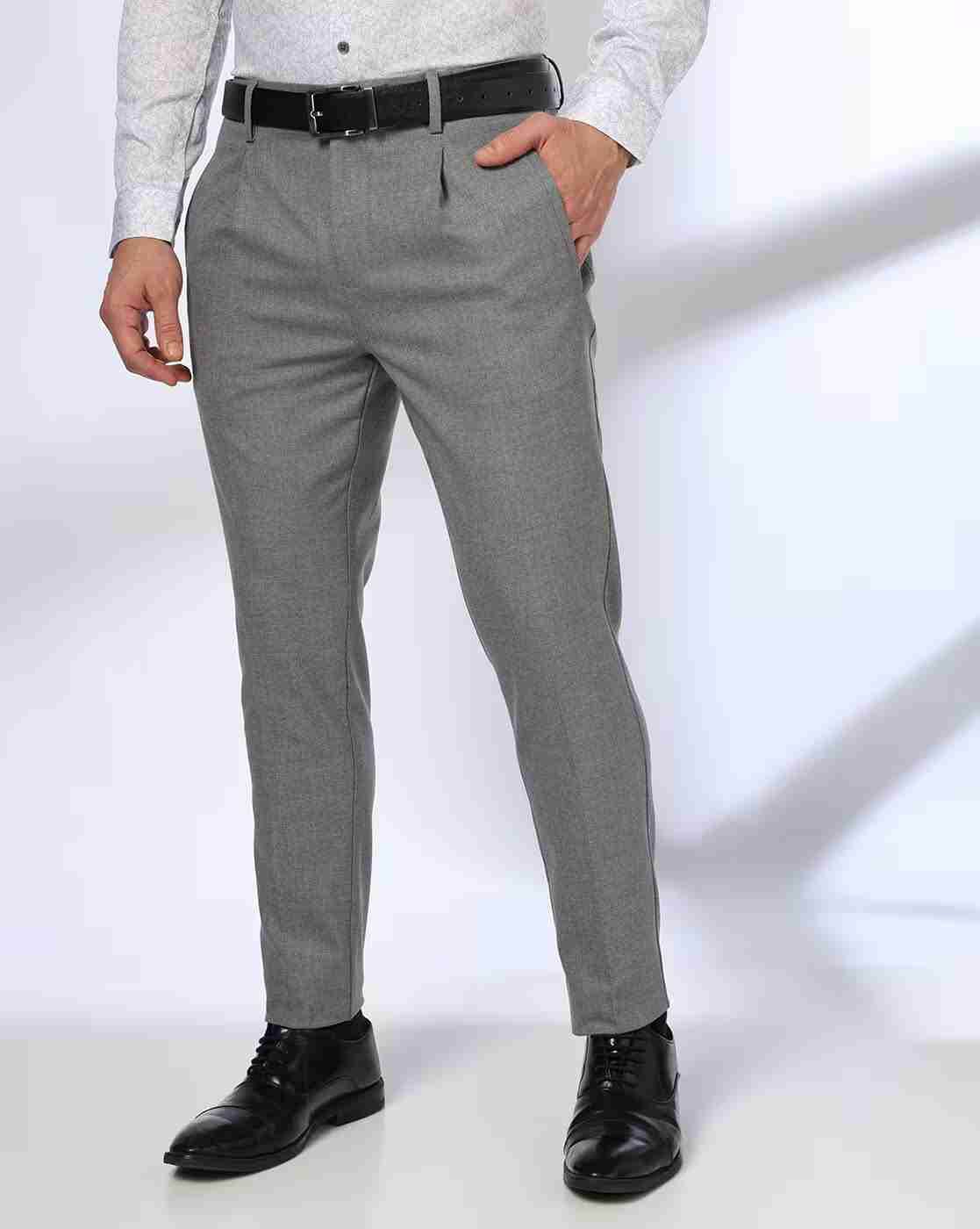 Men Slim Fit Pleat-Front Trousers