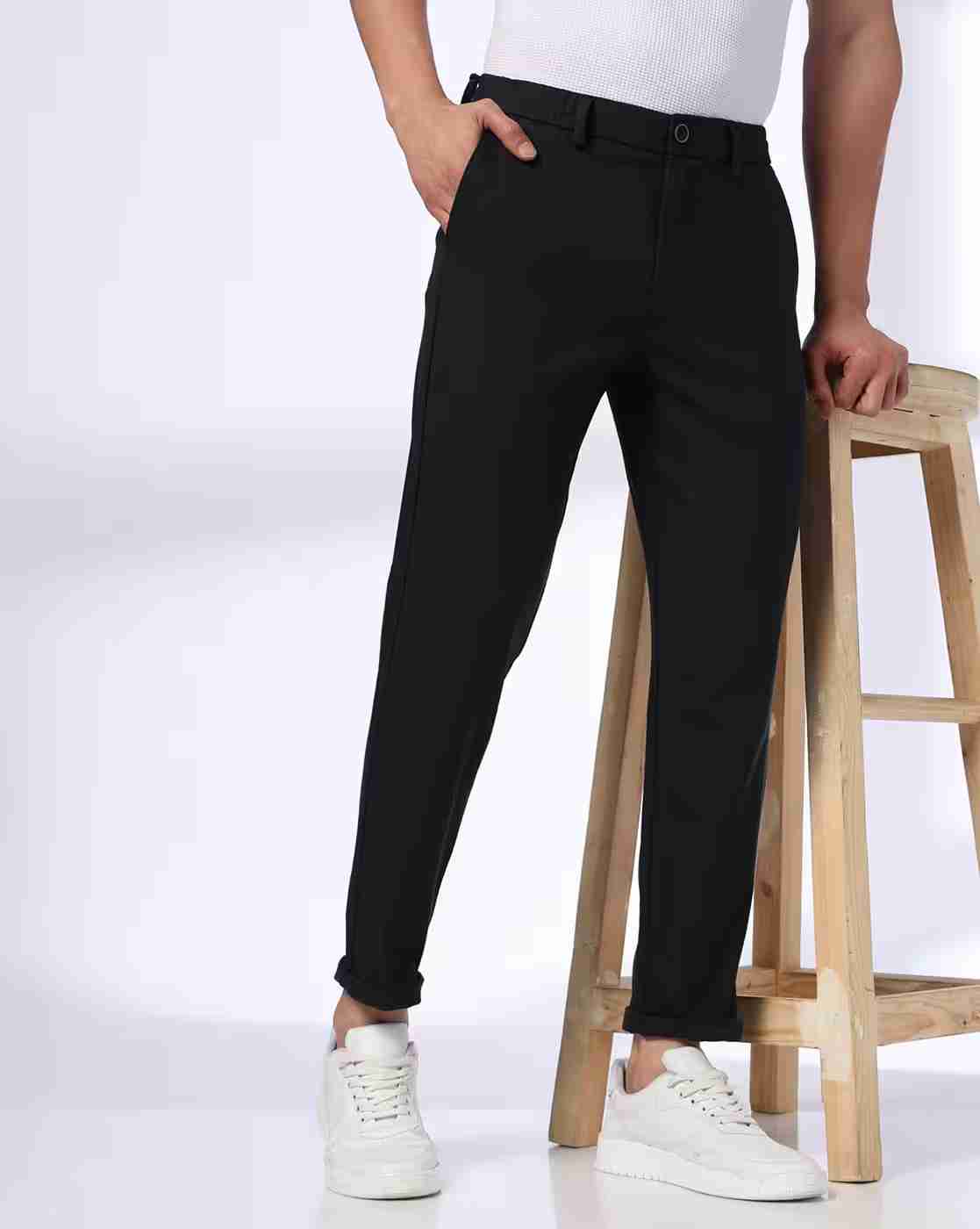 NETPLAY | Men Broad Striped Cropped Fit Flat-Front Chinos|0