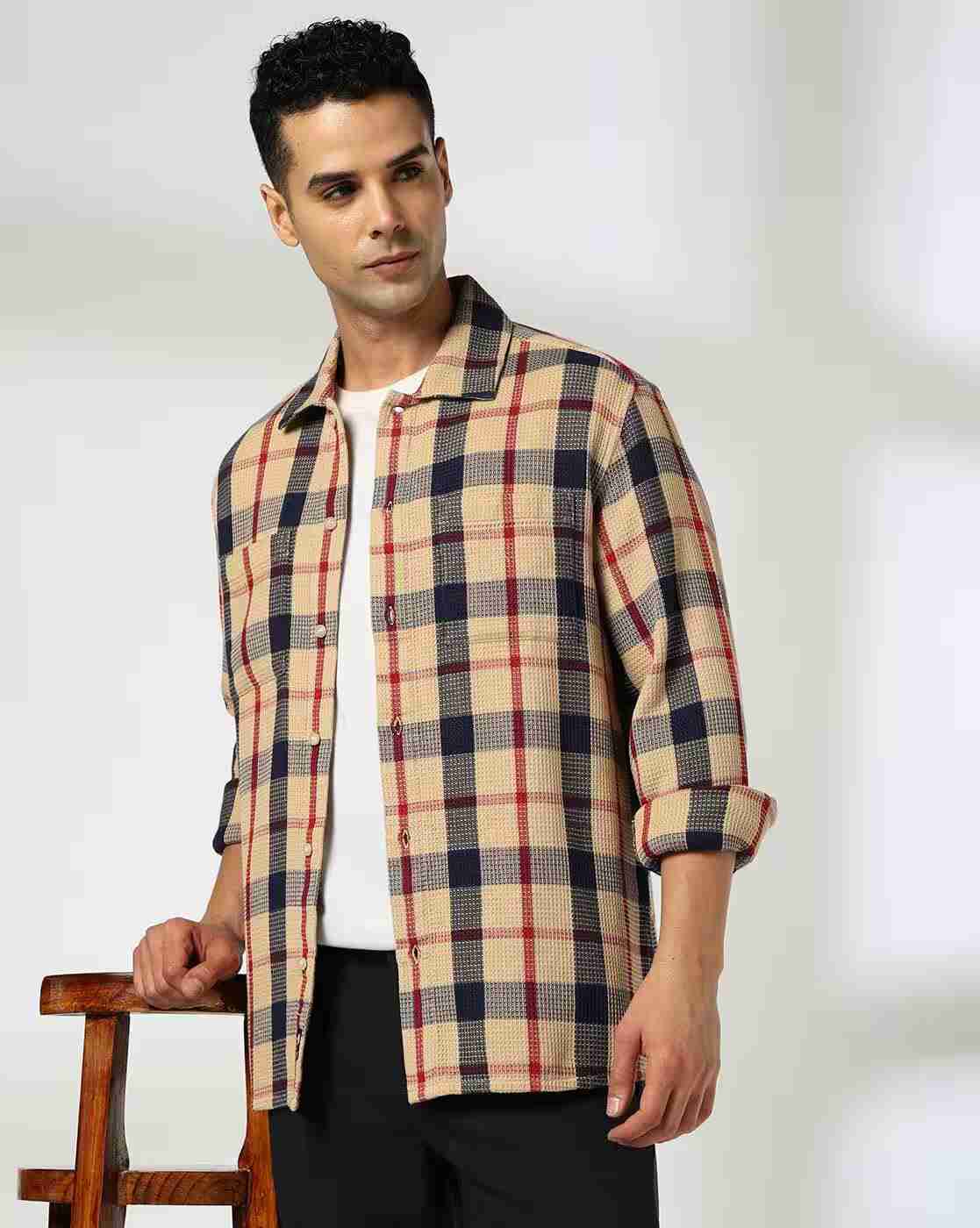 NETPLAY | Men Checked Regular Fit Cotton Shirt|0