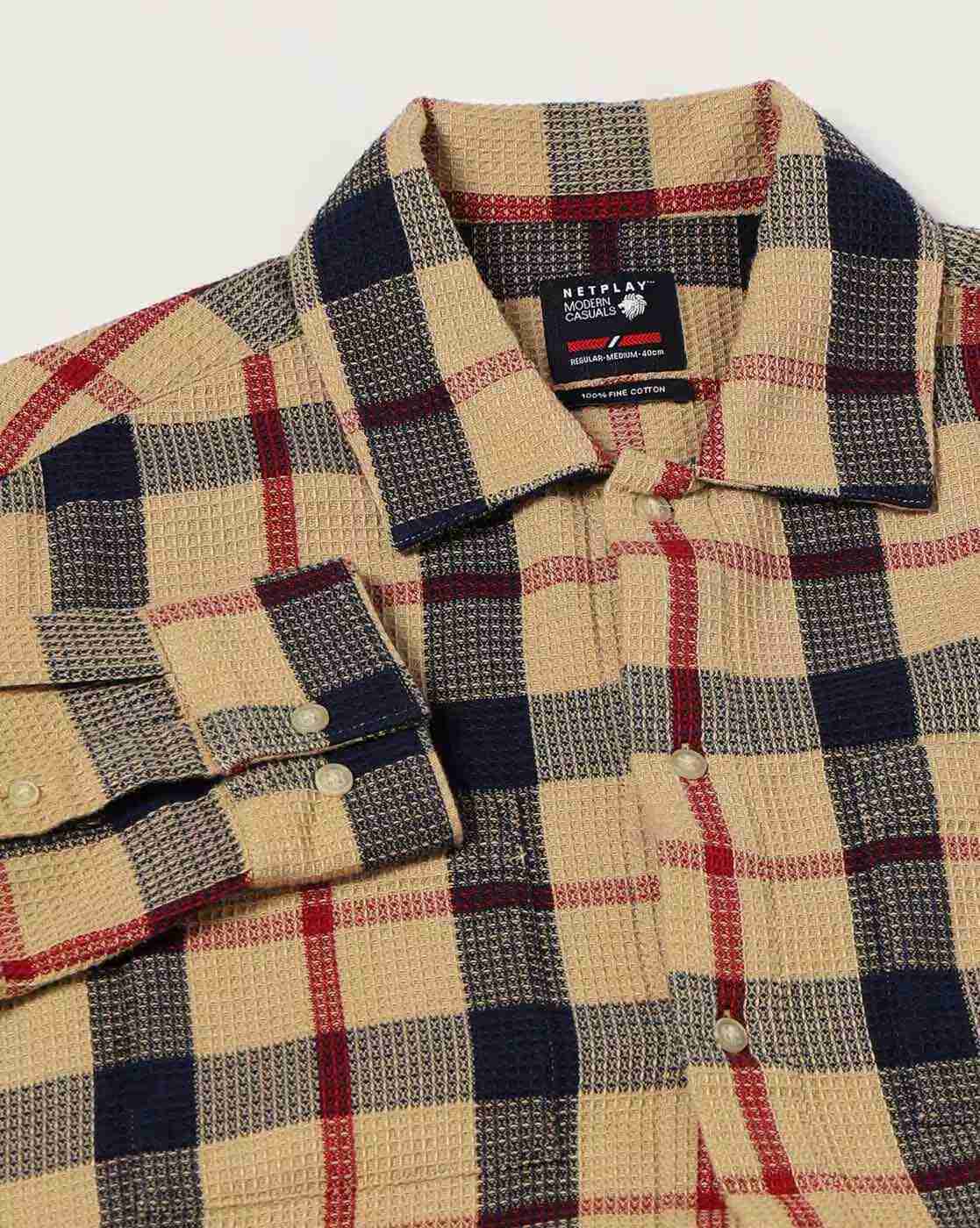 NETPLAY | Men Checked Regular Fit Cotton Shirt|6