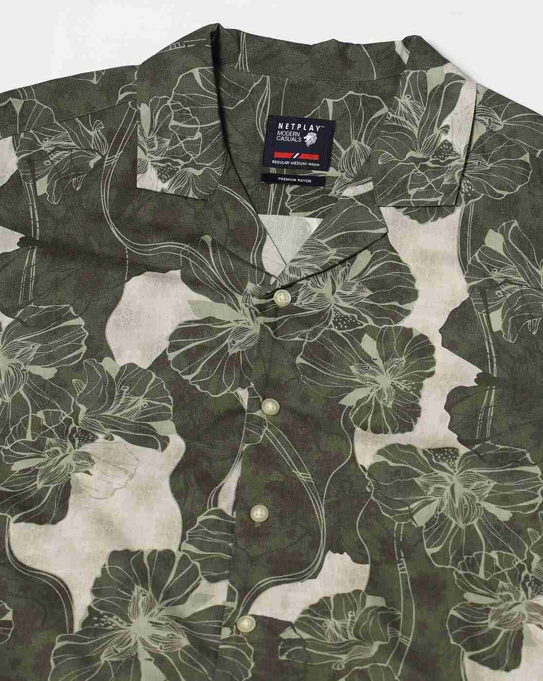 NETPLAY | Men Floral Print Regular Fit Shirt|4