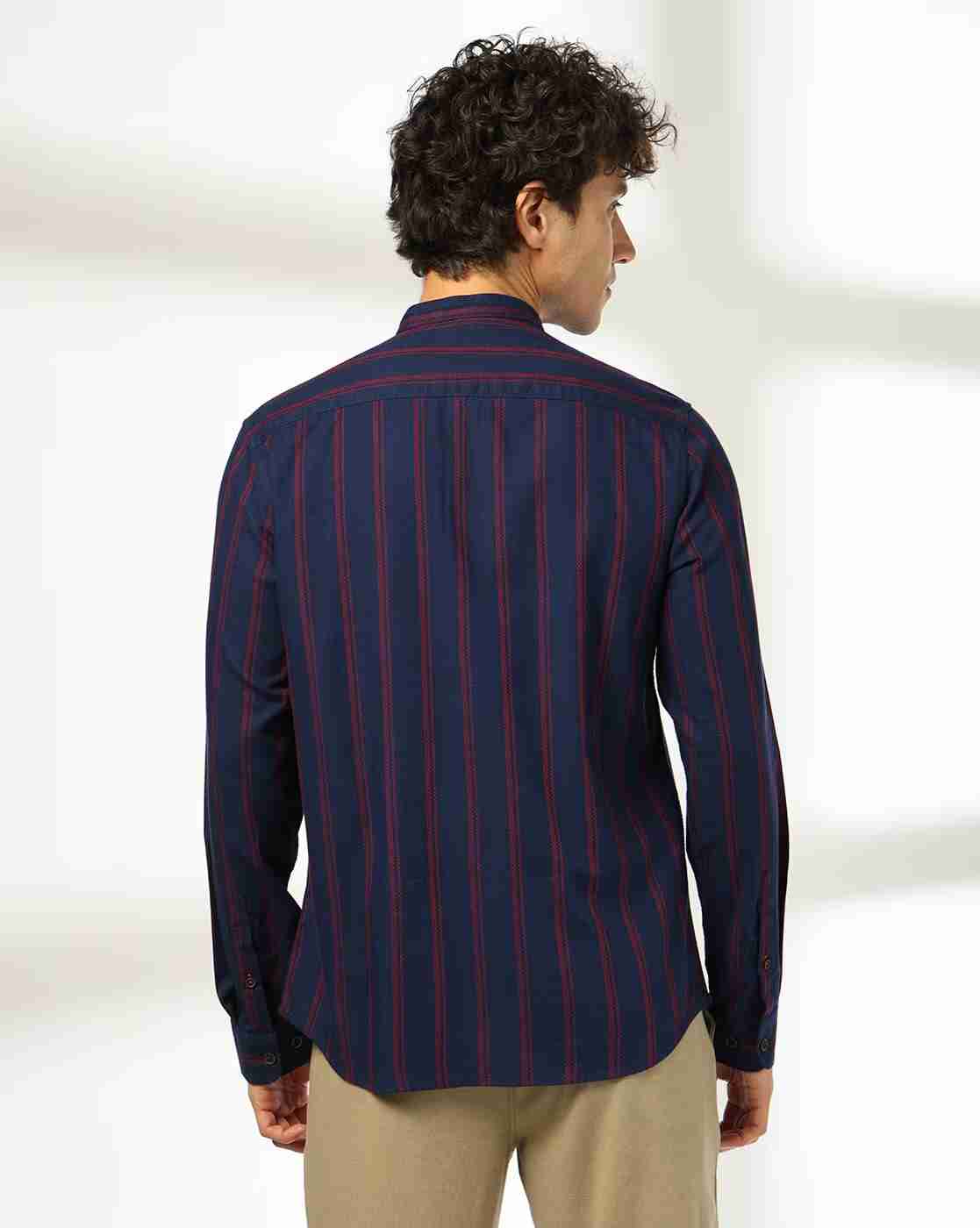 NETPLAY | Men Striped Regular Fit Cotton Shirt|2