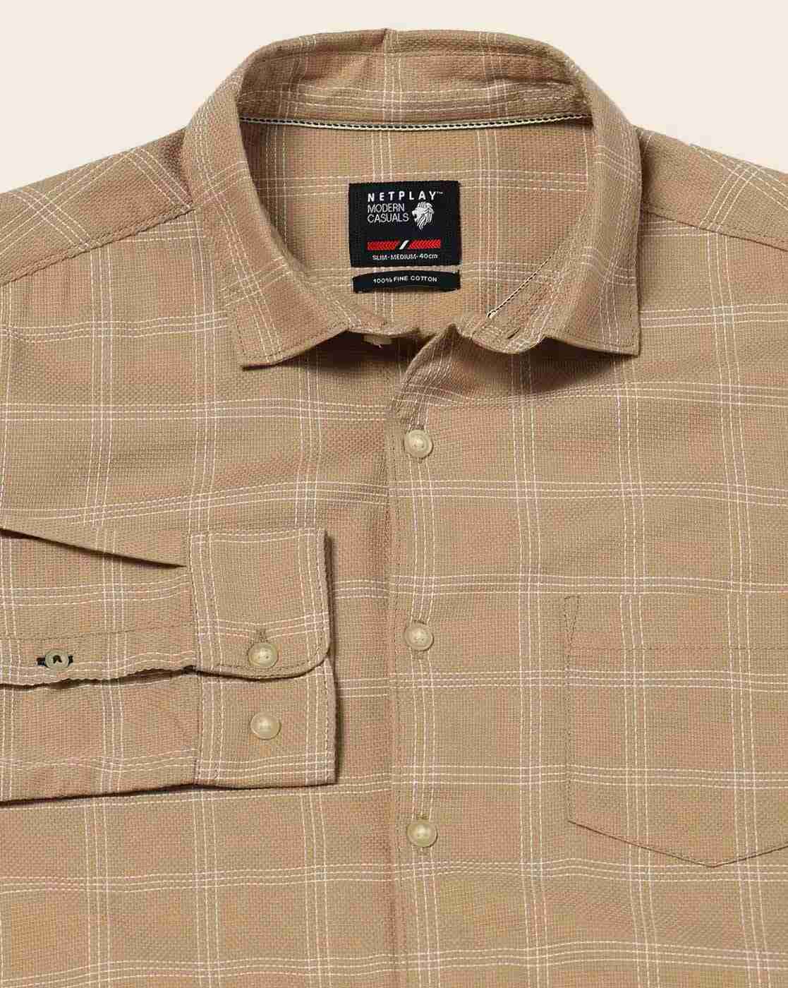 NETPLAY | Men Checked Regular Fit Cotton Shirt|5