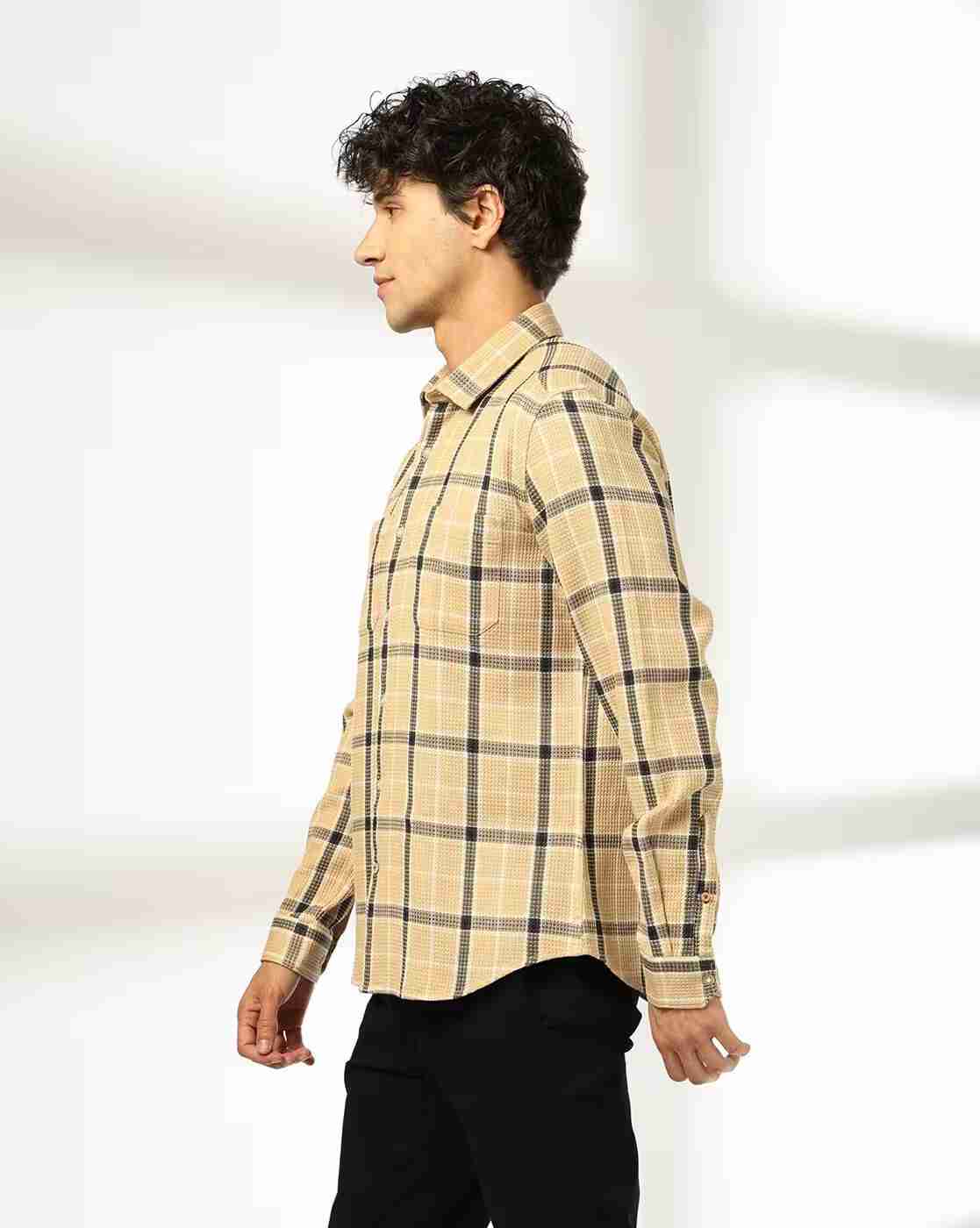 NETPLAY | Men NP 50 Checked Slim Fit Cotton Shirt with Patch Pockets|2
