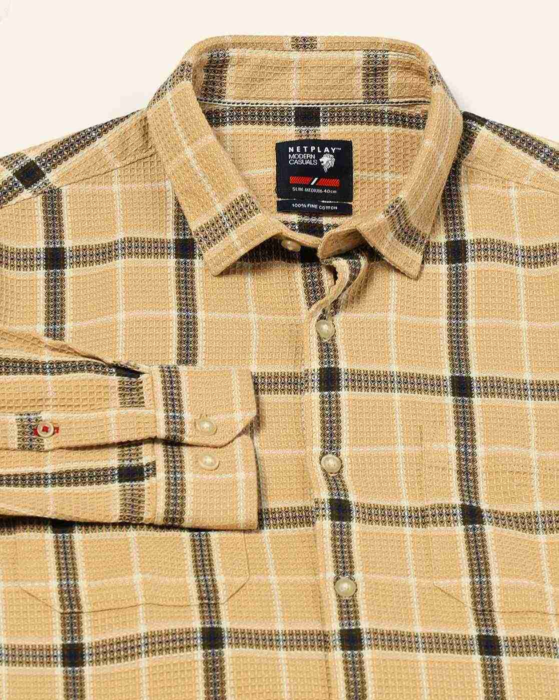 NETPLAY | Men NP 50 Checked Slim Fit Cotton Shirt with Patch Pockets|5