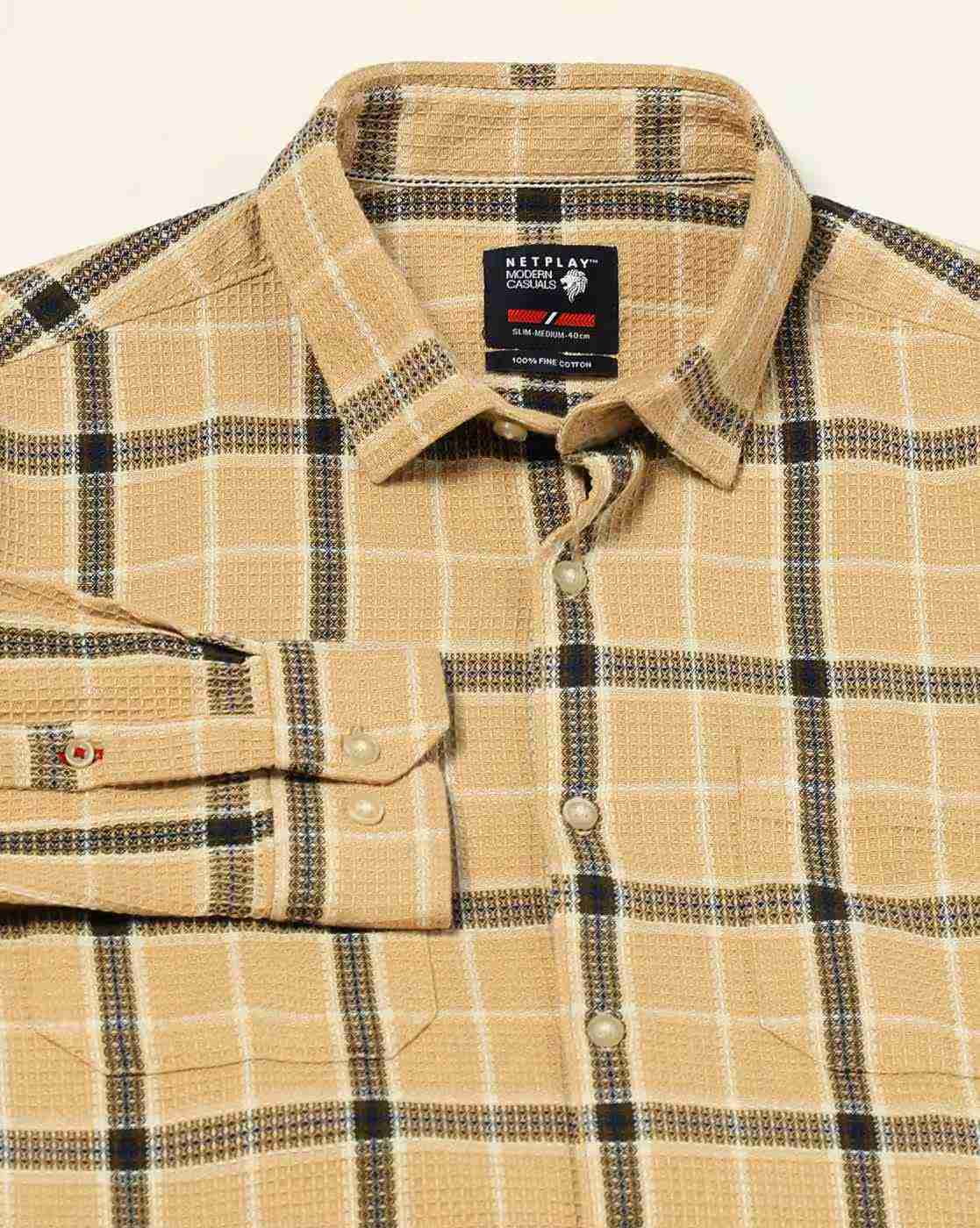 NETPLAY | Men NP 50 Checked Slim Fit Cotton Shirt with Patch Pockets|5