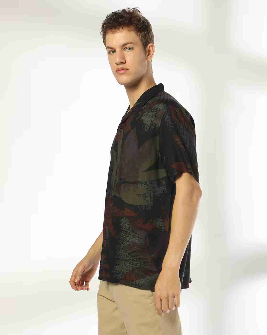 NETPLAY | Men Leaf Print Regular Fit Shirt|1