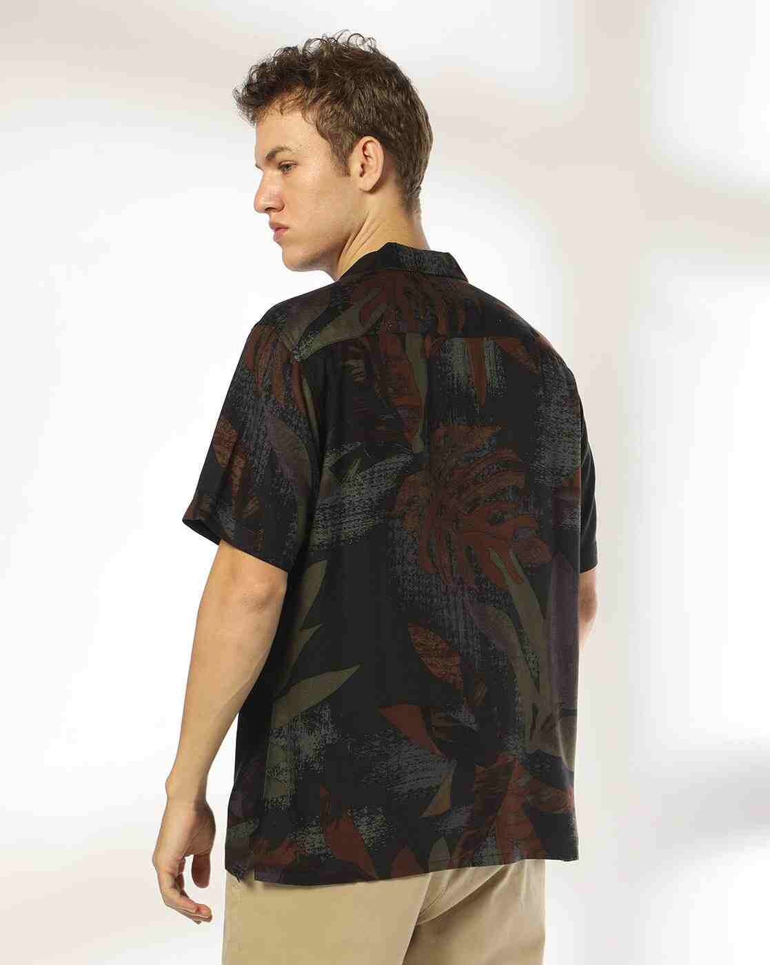 NETPLAY | Men Leaf Print Regular Fit Shirt|2