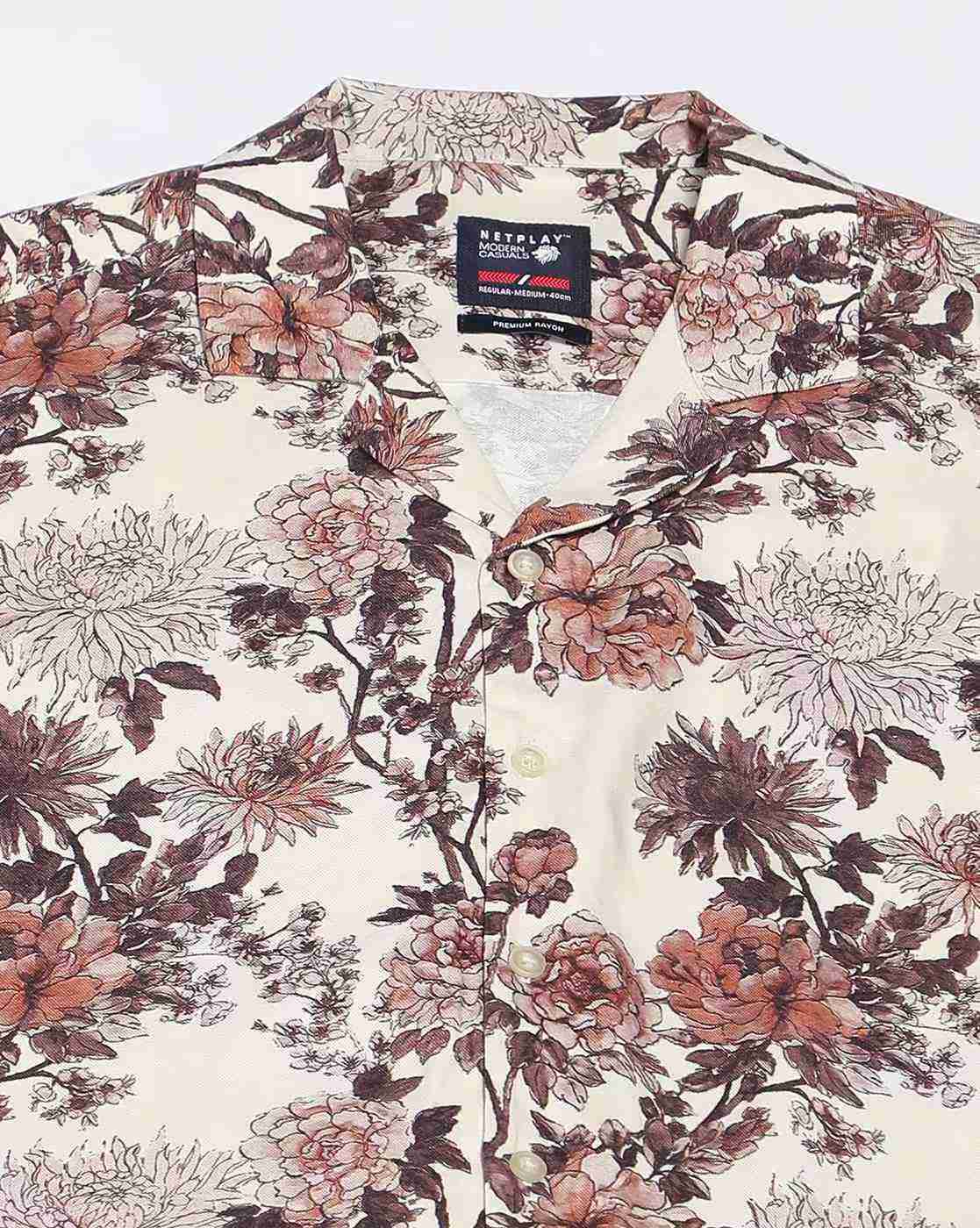 NETPLAY | Men Resort Floral Print Regular Fit Shirt|5