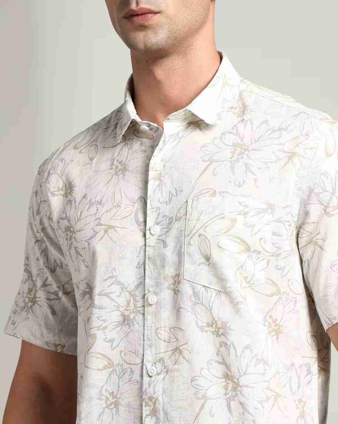NETPLAY | Men Floral Print Slim Fit Cotton Shirt with Patch Pocket|3